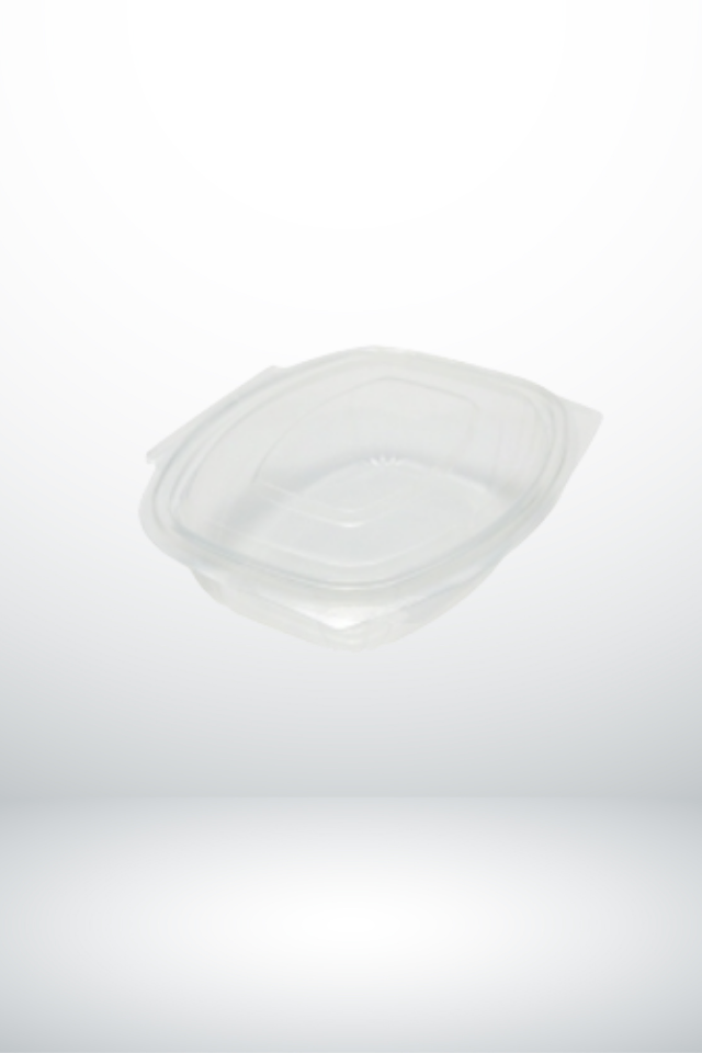 Oval Salad Bowl 1000cc, Hinged Lid, Pet, Transparent